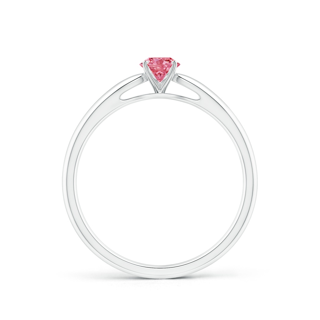 4.1mm AAAA Classic Solitaire Fancy Intense Pink Diamond Rounded Cathedral Engagement Ring in P950 Platinum - side 199