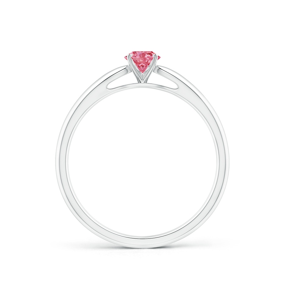 4.1mm AAAA Classic Solitaire Fancy Intense Pink Diamond Rounded Cathedral Engagement Ring in P950 Platinum side 199