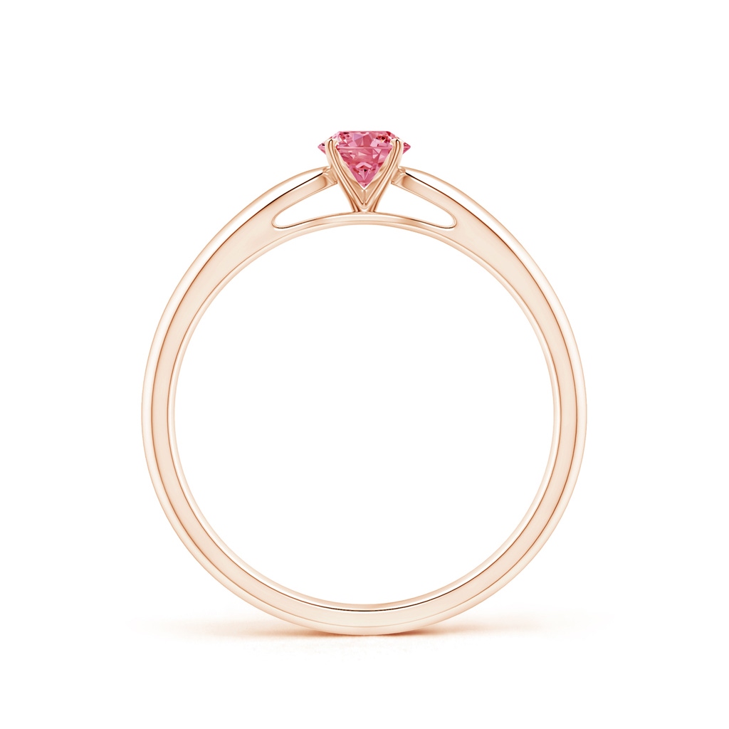 4.1mm AAAA Classic Solitaire Fancy Intense Pink Diamond Rounded Cathedral Engagement Ring in Rose Gold - side 199