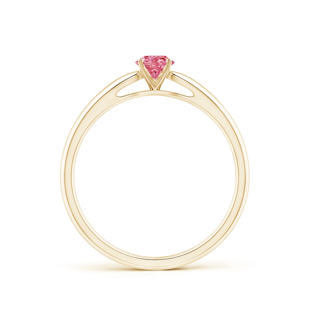 4.1mm AAAA Classic Solitaire Fancy Intense Pink Diamond Rounded Cathedral Engagement Ring in Yellow Gold - side 199
