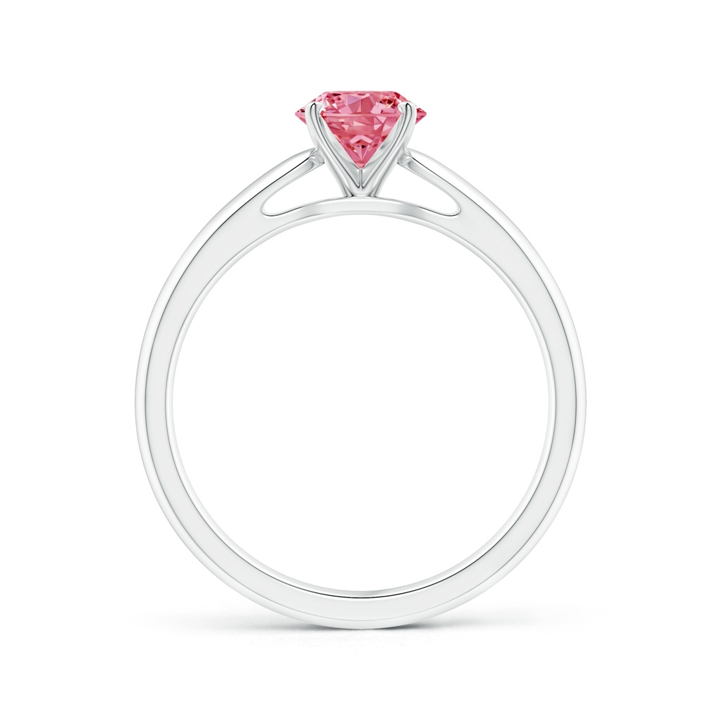 5.9mm AAAA Classic Solitaire Fancy Intense Pink Diamond Rounded Cathedral Engagement Ring in White Gold - side 199