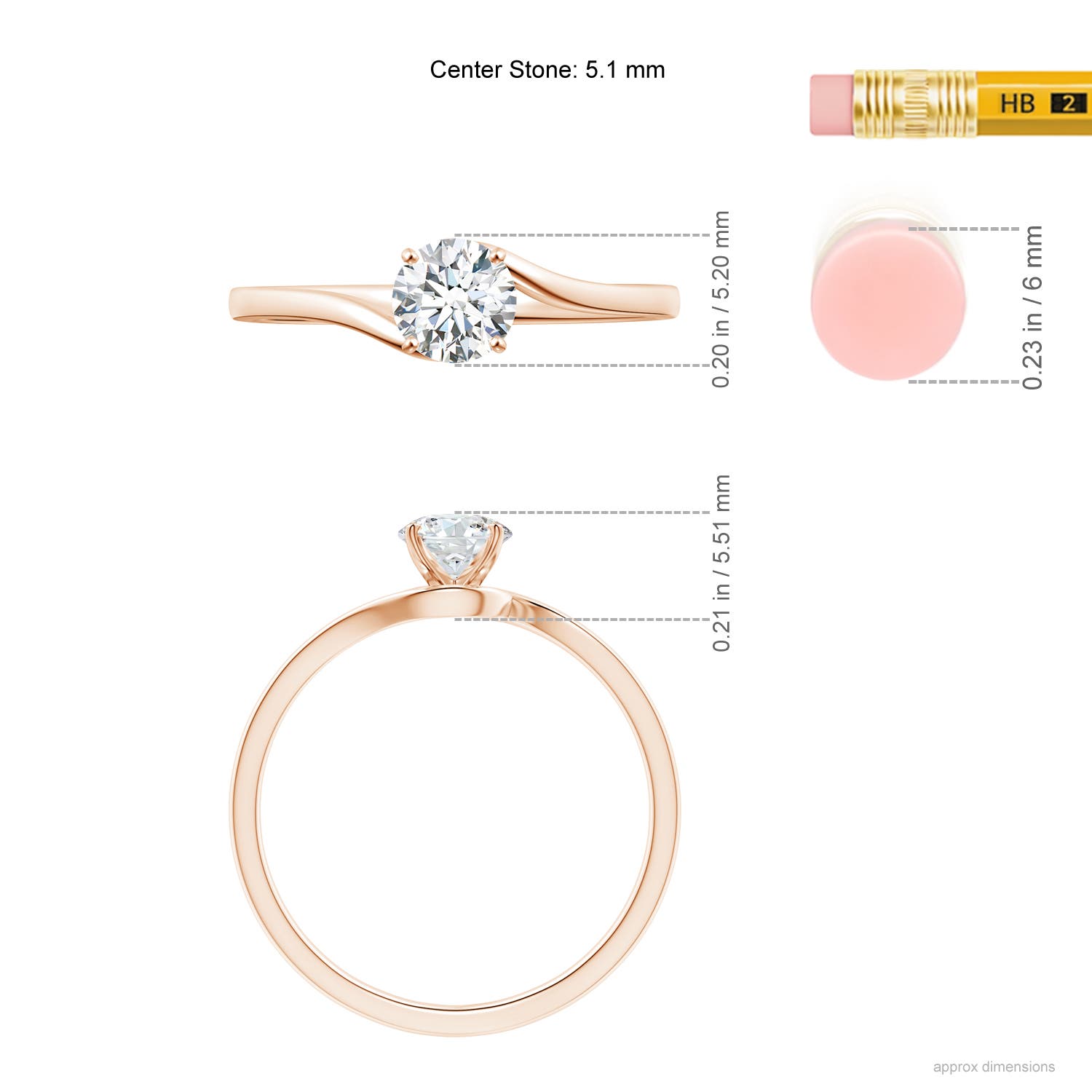 F-G, VS / 0.5 CT / 14 KT Rose Gold