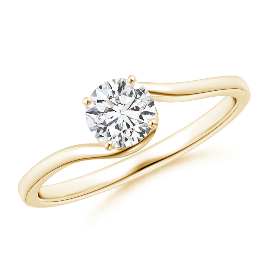 5.1mm HSI2 Classic Solitaire Round Diamond Bypass Engagement Ring in Yellow Gold 
