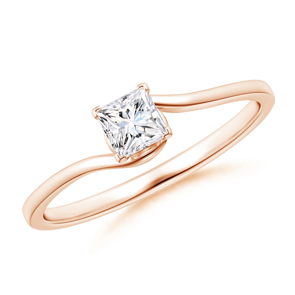 3.5mm GVS2 Classic Solitaire Princess-Cut Diamond Bypass Engagement Ring in Rose Gold 