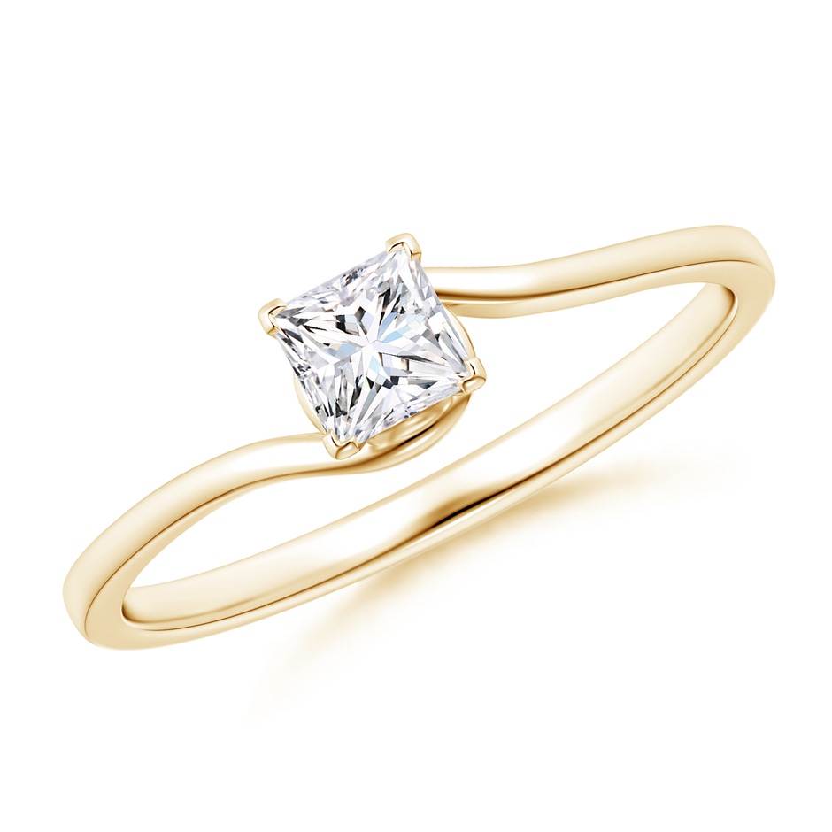 3.5mm GVS2 Classic Solitaire Princess-Cut Diamond Bypass Engagement Ring in Yellow Gold 