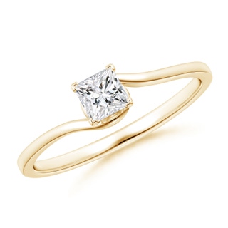 3.5mm HSI2 Classic Solitaire Princess-Cut Diamond Bypass Engagement Ring in Yellow Gold