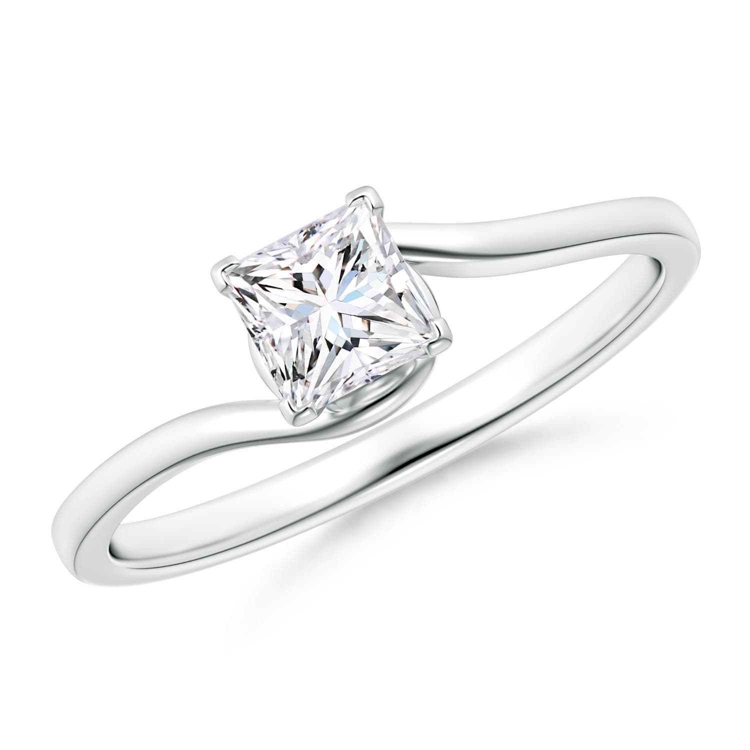 4.4mm GVS2 Classic Solitaire Princess-Cut Diamond Bypass Engagement Ring in P950 Platinum
