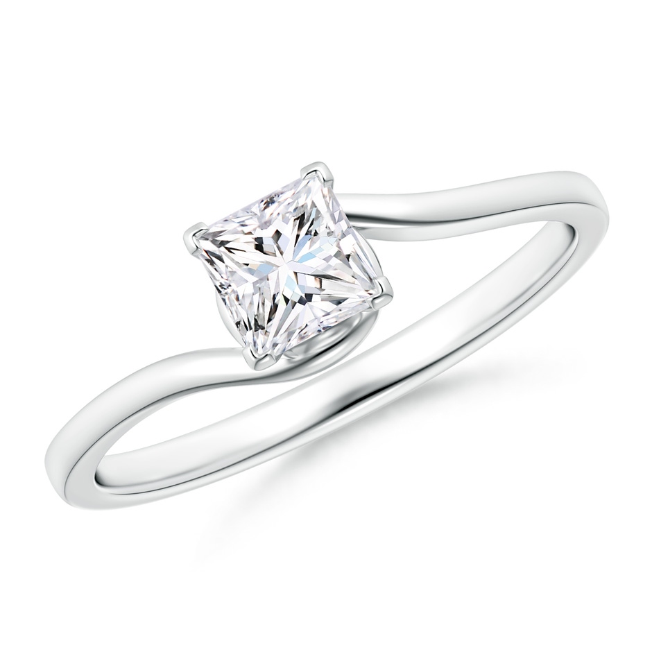 4.4mm GVS2 Classic Solitaire Princess-Cut Diamond Bypass Engagement Ring in P950 Platinum 