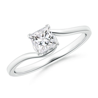 4.4mm HSI2 Classic Solitaire Princess-Cut Diamond Bypass Engagement Ring in White Gold