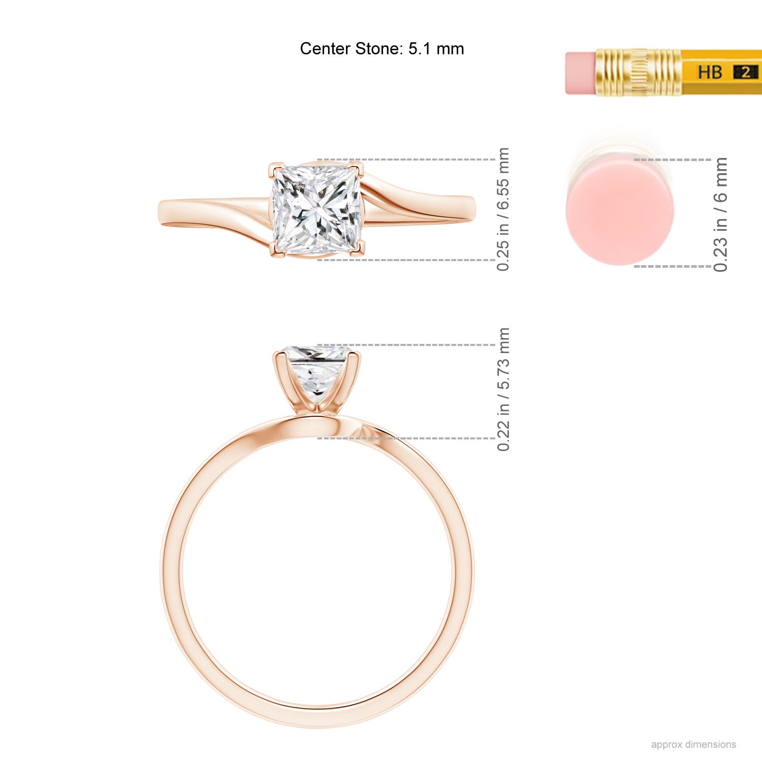 H, SI2 / 0.75 CT / 14 KT Rose Gold