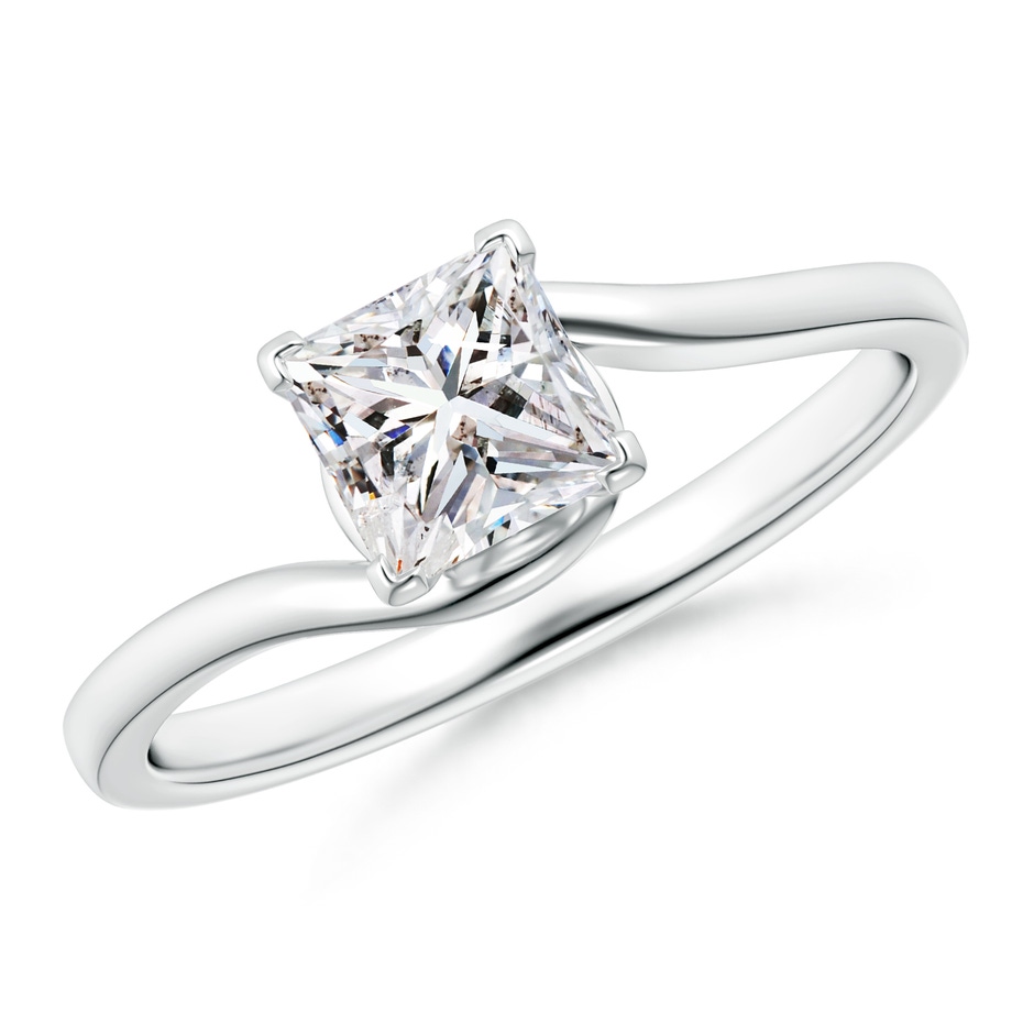 5.1mm IJI1I2 Classic Solitaire Princess-Cut Diamond Bypass Engagement Ring in White Gold 