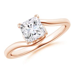 5.5mm GVS2 Classic Solitaire Princess-Cut Diamond Bypass Engagement Ring in 9K Rose Gold