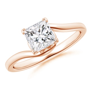 5.5mm HSI2 Classic Solitaire Princess-Cut Diamond Bypass Engagement Ring in Rose Gold