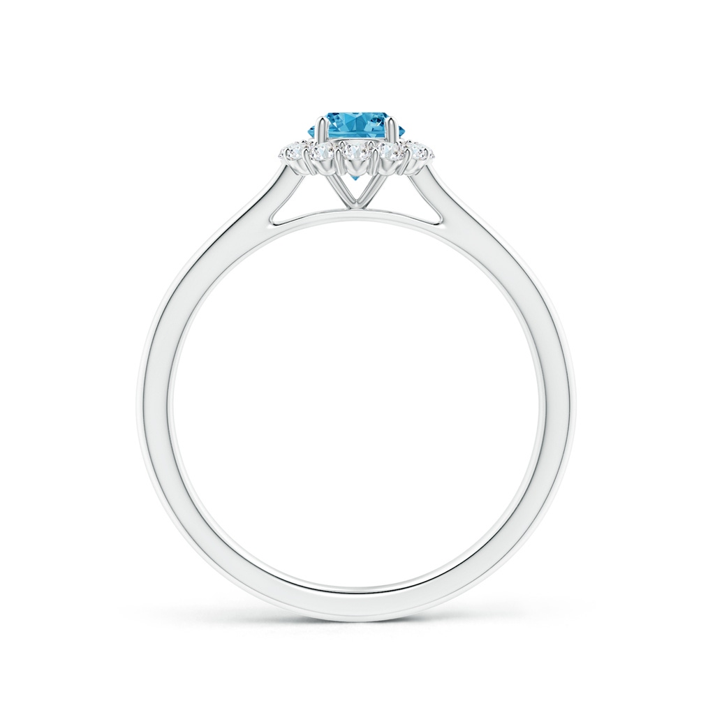 4.5mm AAAA Classic Round Fancy Intense Blue Diamond Scalloped Halo Ring in P950 Platinum - side 199