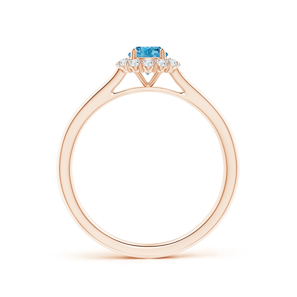 4.5mm AAAA Classic Round Fancy Intense Blue Diamond Scalloped Halo Ring in Rose Gold - side 199