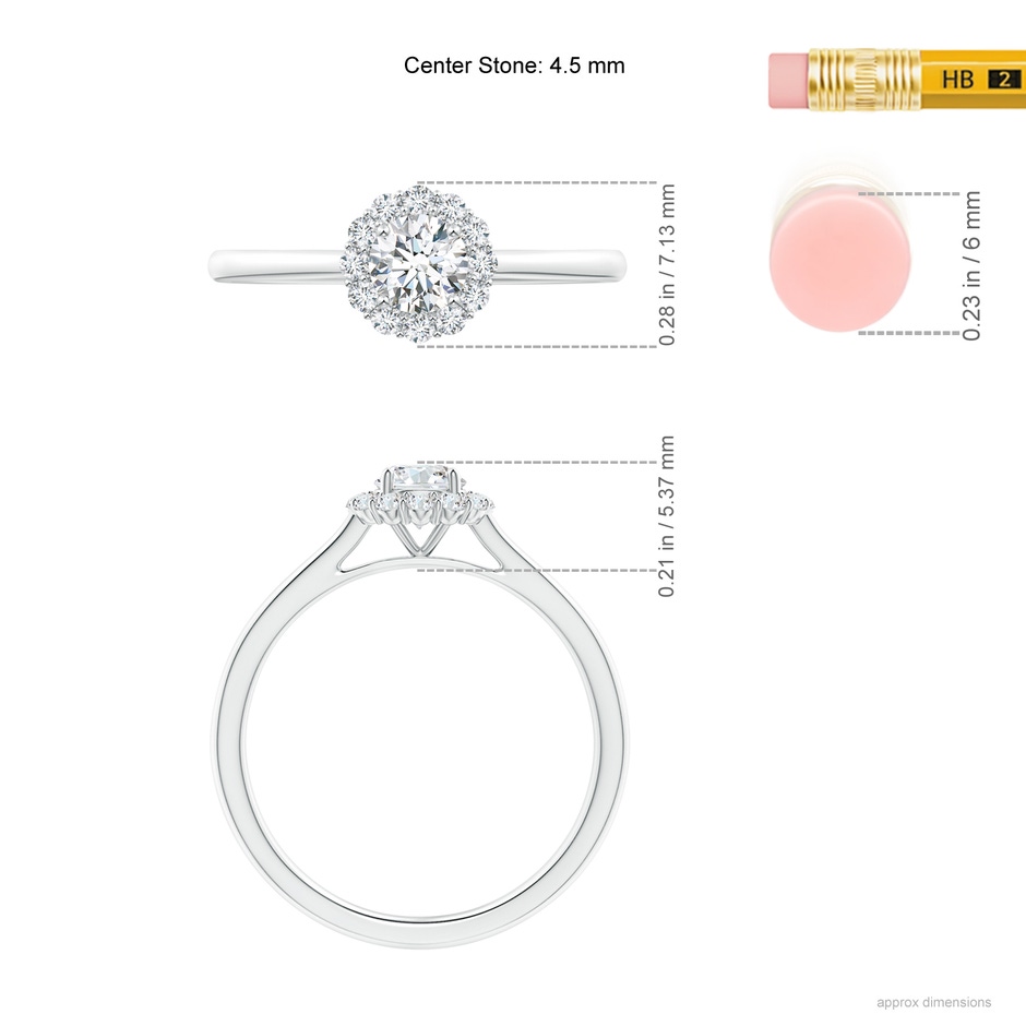 4.5mm GVS2 Classic Round Diamond Scalloped Halo Ring in P950 Platinum ruler