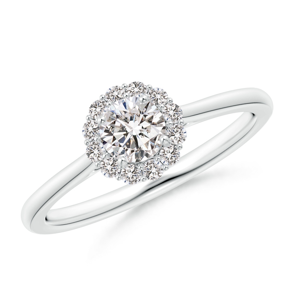 4.5mm IJI1I2 Classic Round Diamond Scalloped Halo Ring in White Gold 