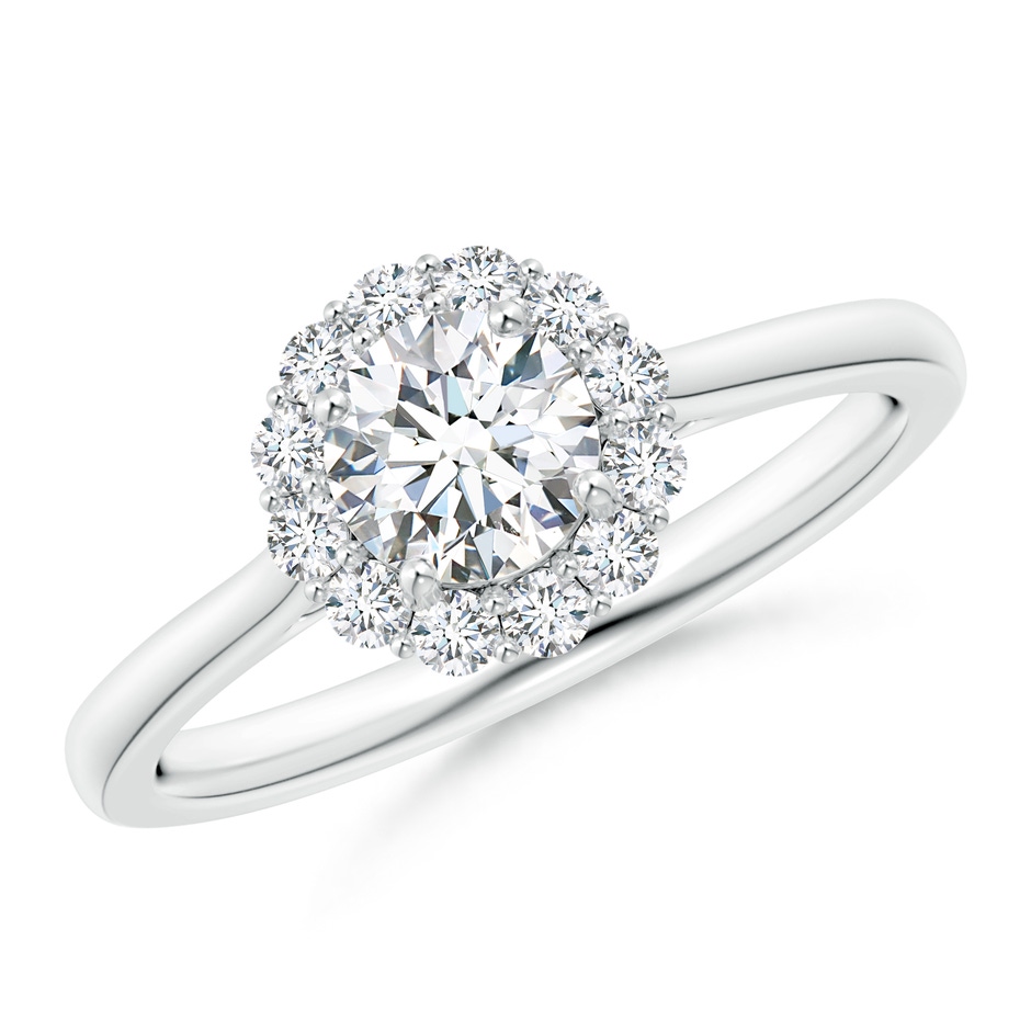 5.2mm GVS2 Classic Round Diamond Scalloped Halo Ring in White Gold 