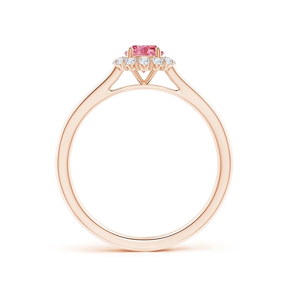 4.5mm AAAA Classic Round Fancy Intense Pink Diamond Scalloped Halo Ring in Rose Gold side 199