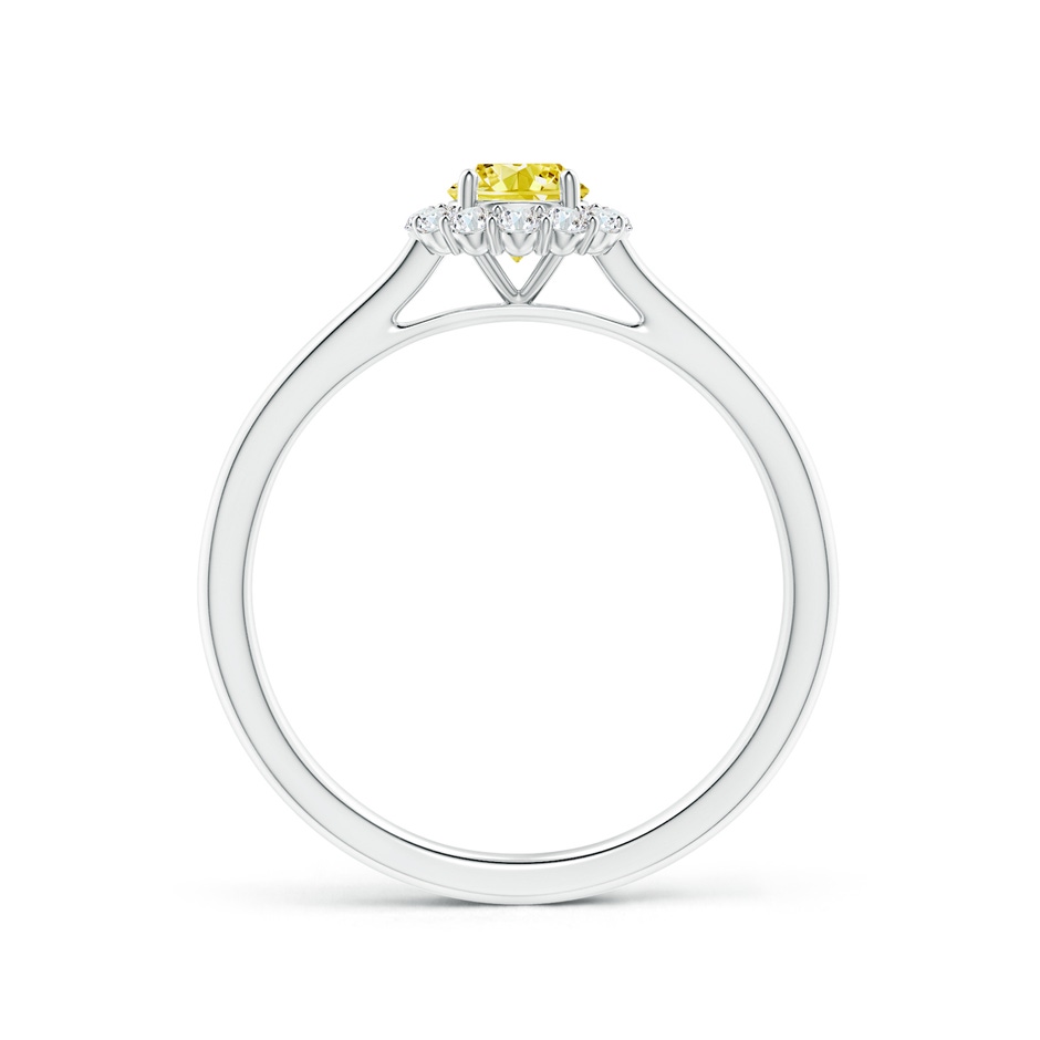 4.5mm AAAA Classic Round Fancy Intense Yellow Diamond Scalloped Halo Ring in P950 Platinum side 199