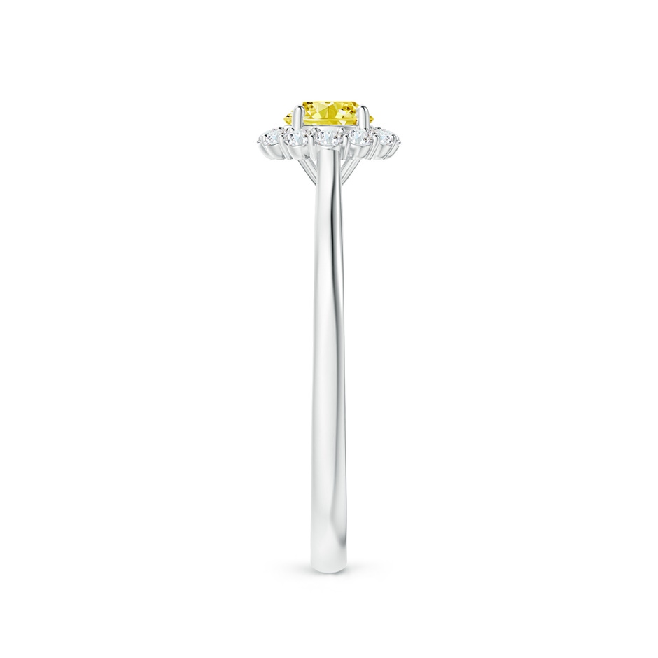 4.5mm AAAA Classic Round Fancy Intense Yellow Diamond Scalloped Halo Ring in P950 Platinum side 299
