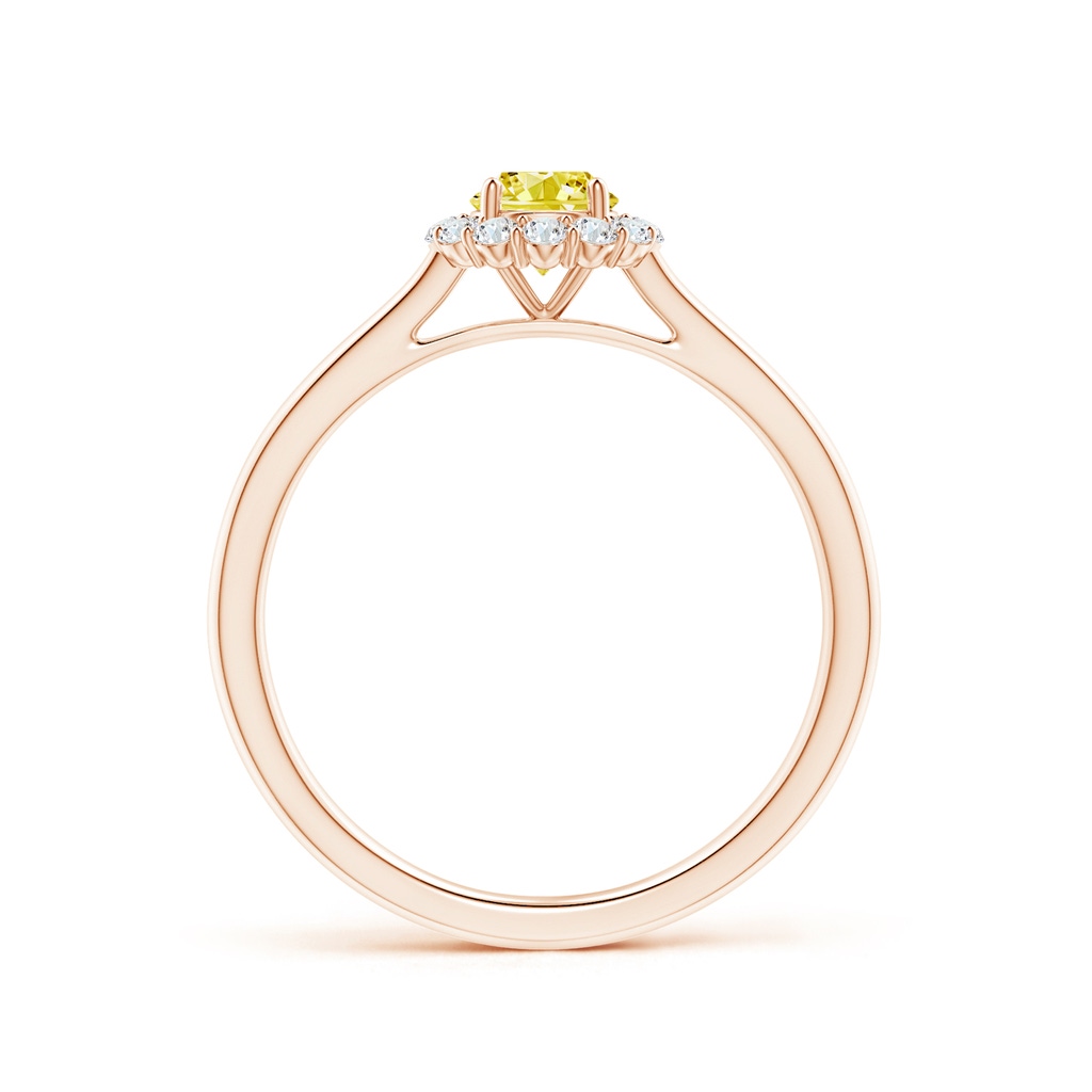 4.5mm AAAA Classic Round Fancy Intense Yellow Diamond Scalloped Halo Ring in Rose Gold - side 199