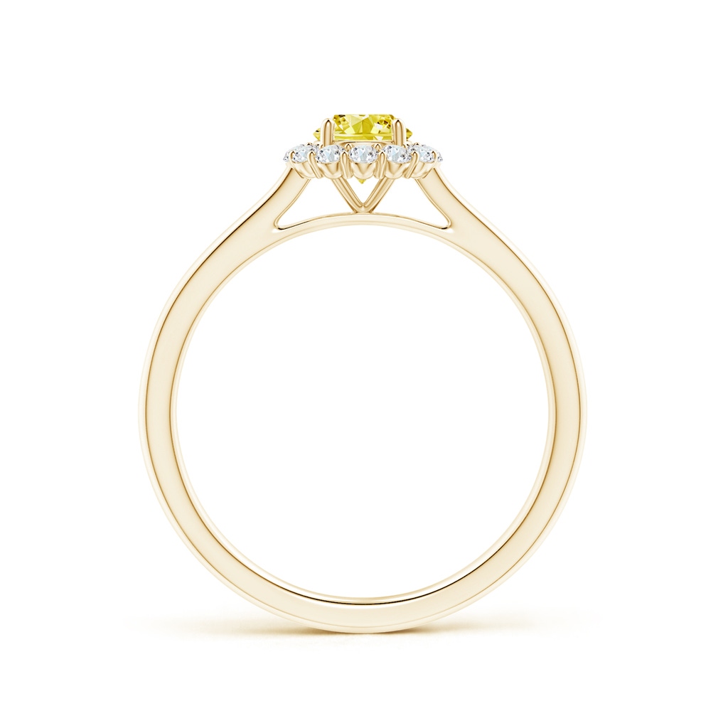 4.5mm AAAA Classic Round Fancy Intense Yellow Diamond Scalloped Halo Ring in Yellow Gold - side 199
