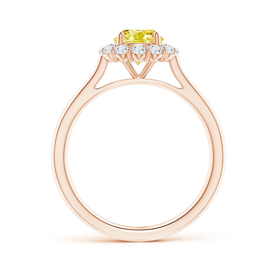 5.8mm AAAA Classic Round Fancy Intense Yellow Diamond Scalloped Halo Ring in Rose Gold side 199