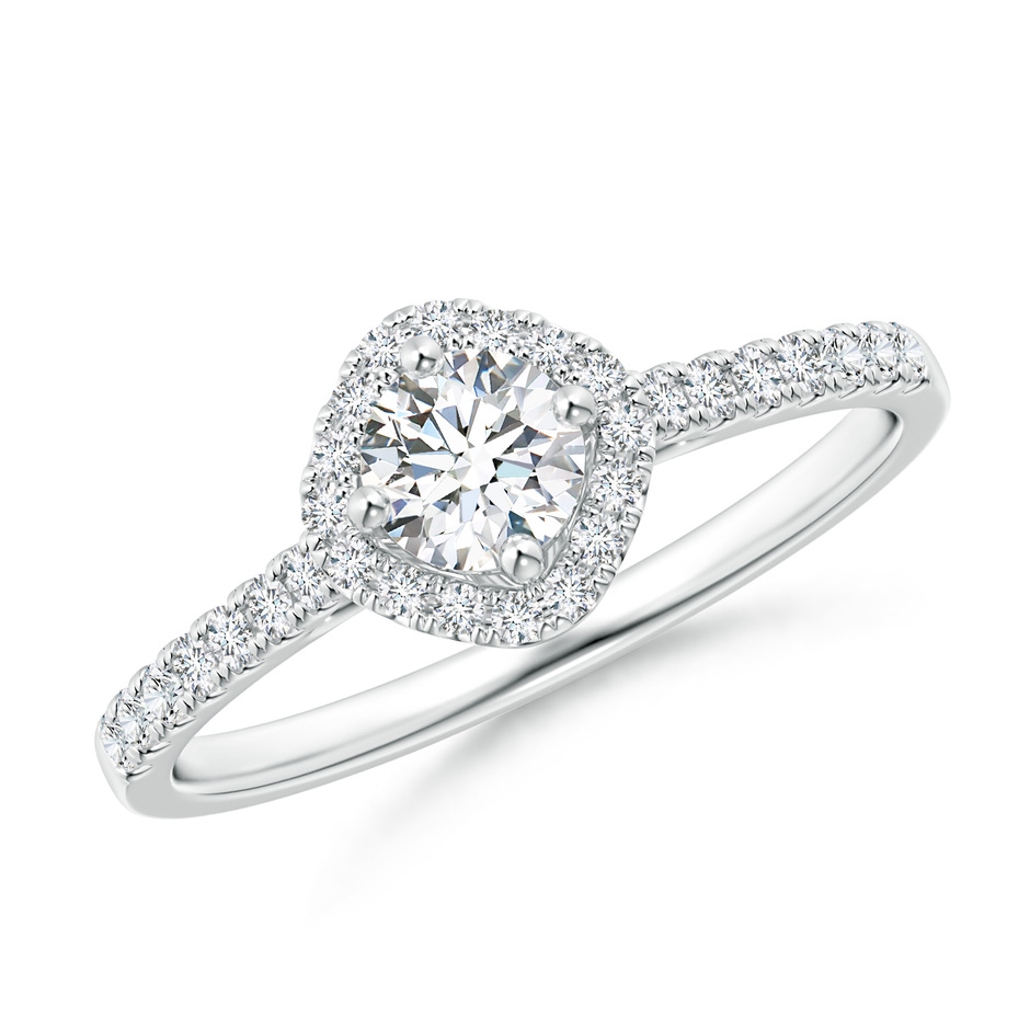 4.2mm GVS2 Cushion Halo Round Diamond Ring with Accents in P950 Platinum 