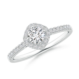 4.2mm HSI2 Cushion Halo Round Diamond Ring with Accents in P950 Platinum