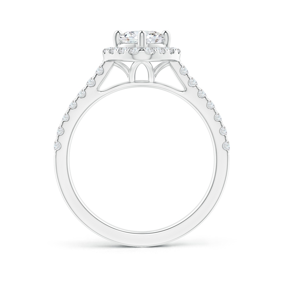 5.3mm GVS2 Cushion Halo Round Diamond Ring with Accents in White Gold side-1