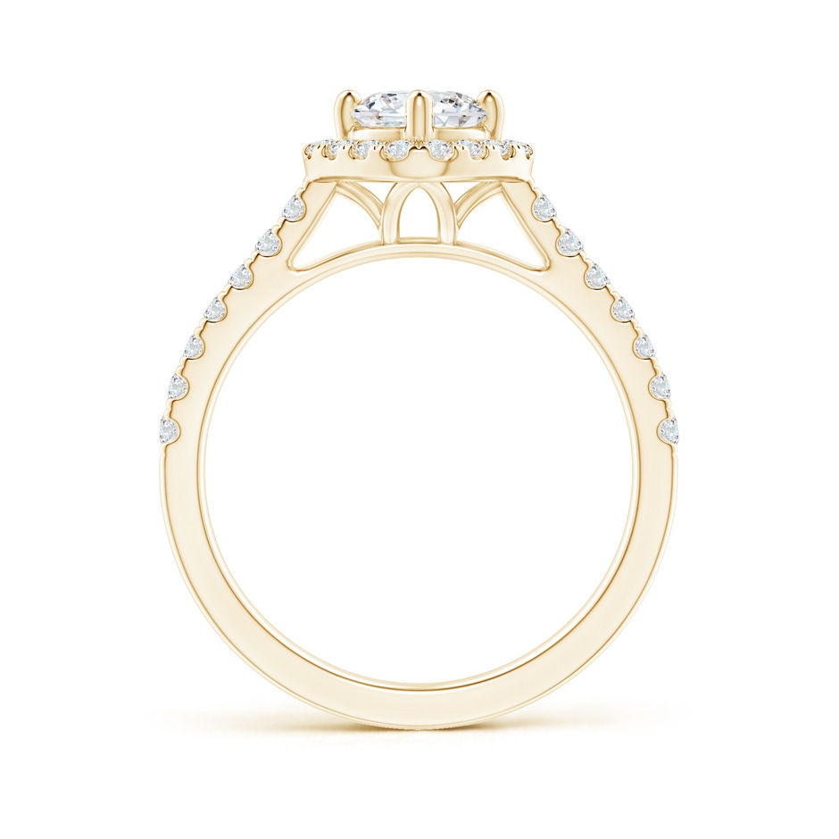 5.3mm GVS2 Cushion Halo Round Diamond Ring with Accents in Yellow Gold side-1