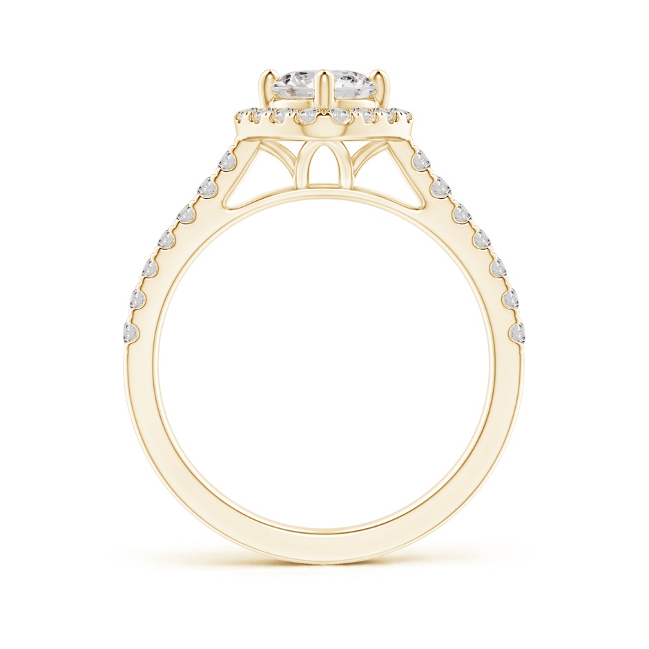 5.3mm IJI1I2 Cushion Halo Round Diamond Ring with Accents in Yellow Gold side-1