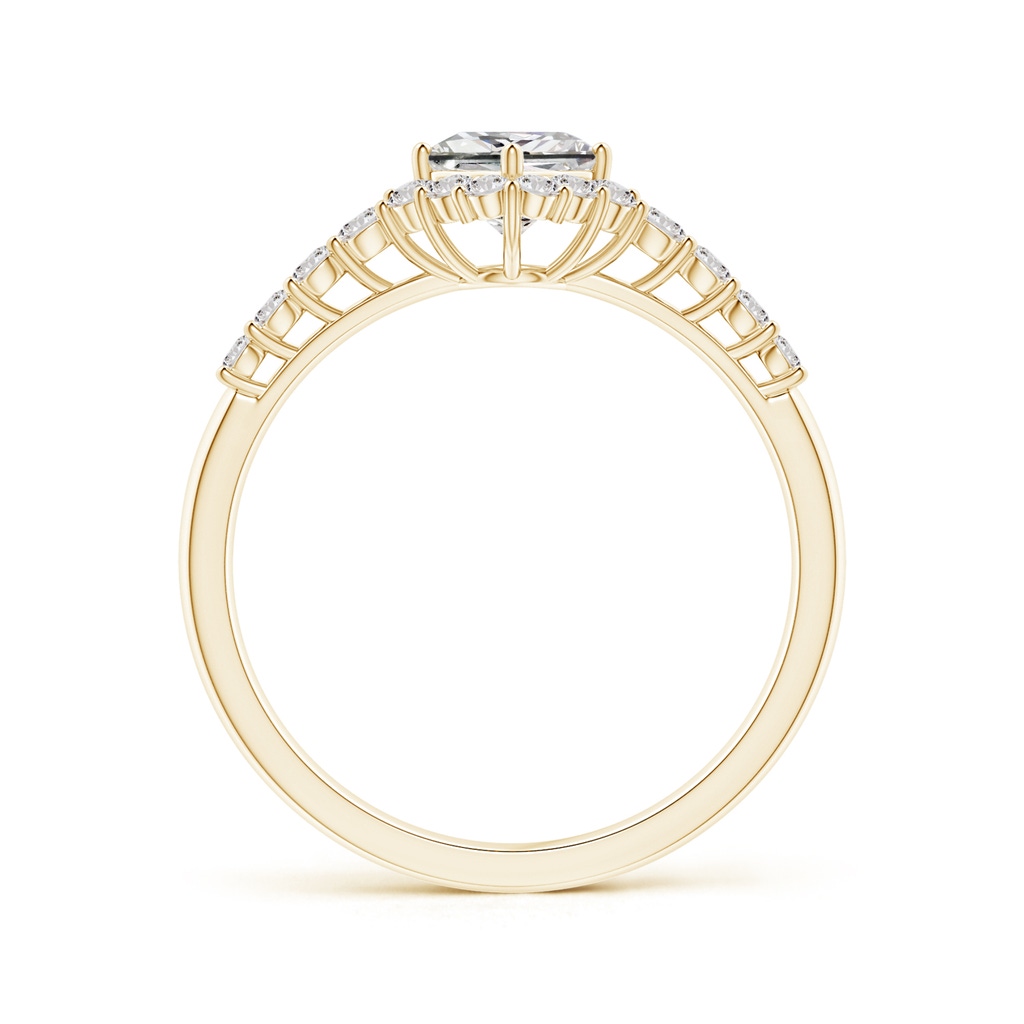 4.1mm IJI1I2 Princess-Cut Diamond Halo Ring with Accents in Yellow Gold Side-1