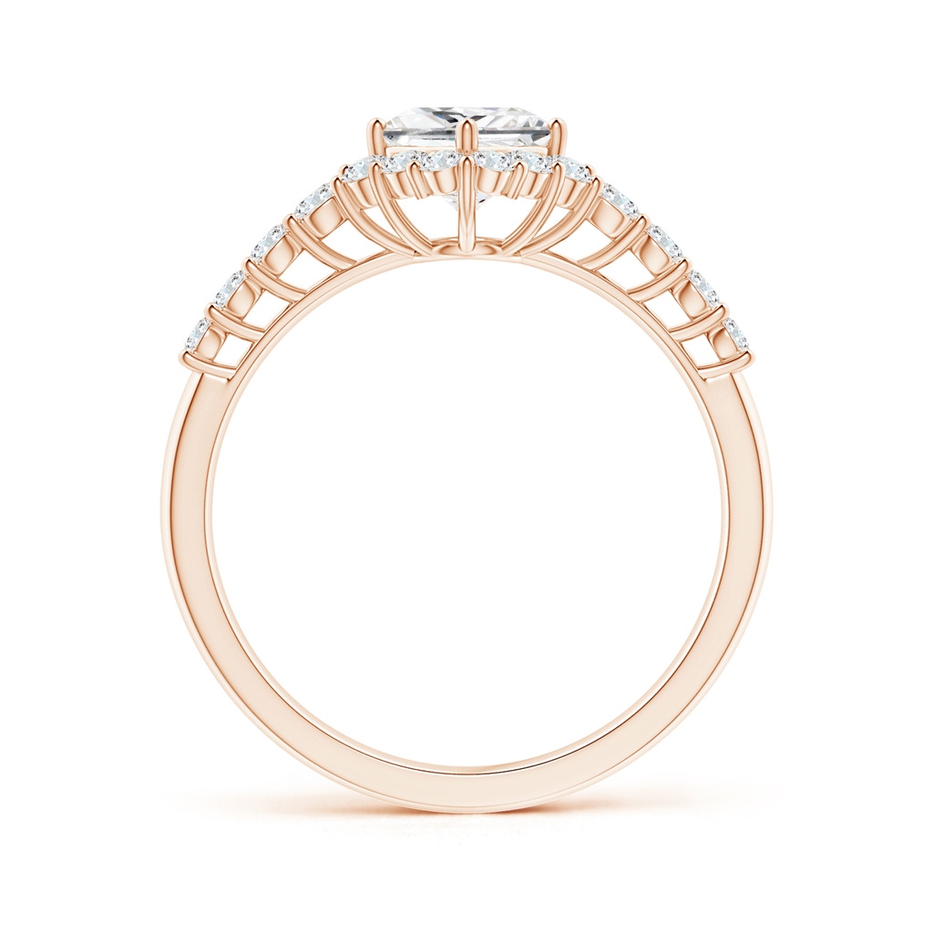 4.5mm GVS2 Princess-Cut Diamond Halo Ring with Accents in Rose Gold Side-1