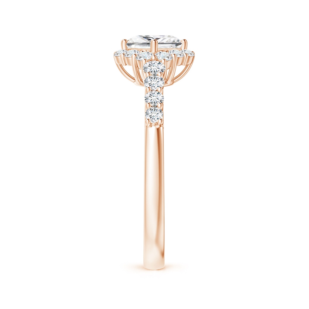 4.5mm GVS2 Princess-Cut Diamond Halo Ring with Accents in Rose Gold Side-2