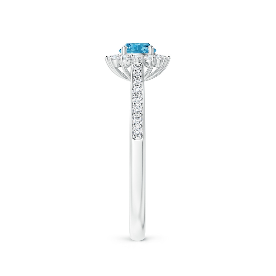 4.2mm AAAA Classic Floral Halo Round Fancy Intense Blue Diamond Ring with Accents in P950 Platinum side 299