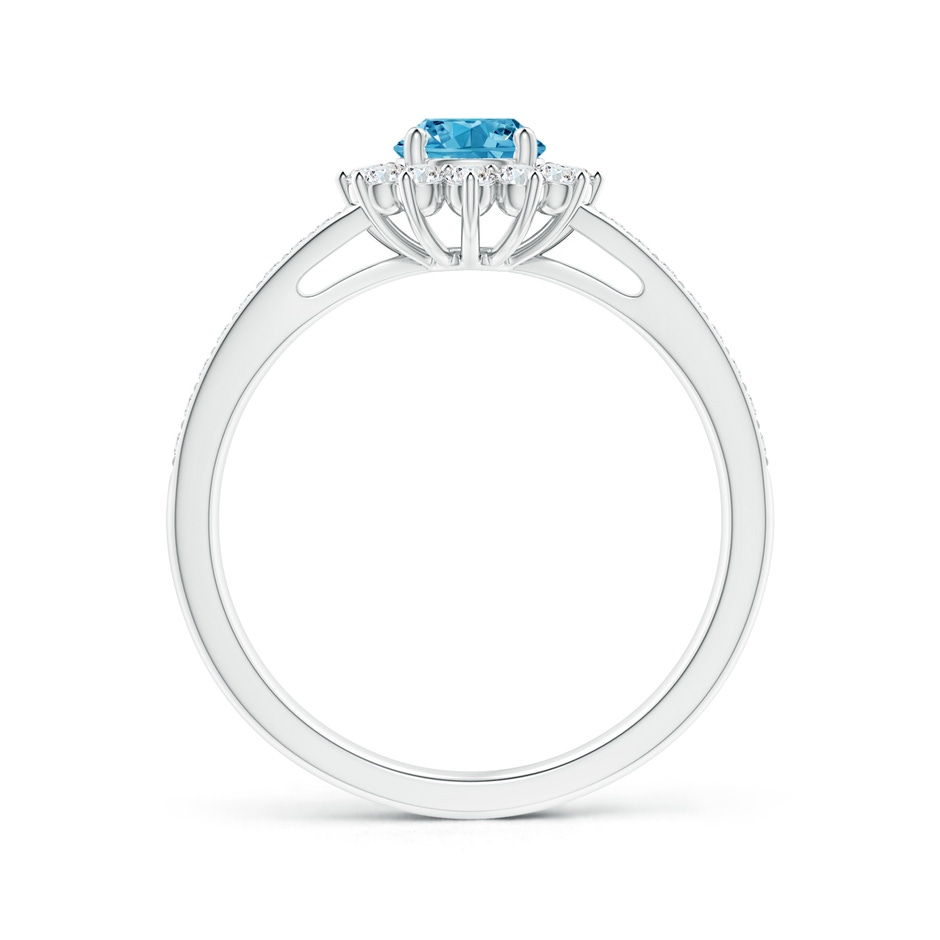 4.9mm AAAA Classic Floral Halo Round Fancy Intense Blue Diamond Ring with Accents in White Gold side 199