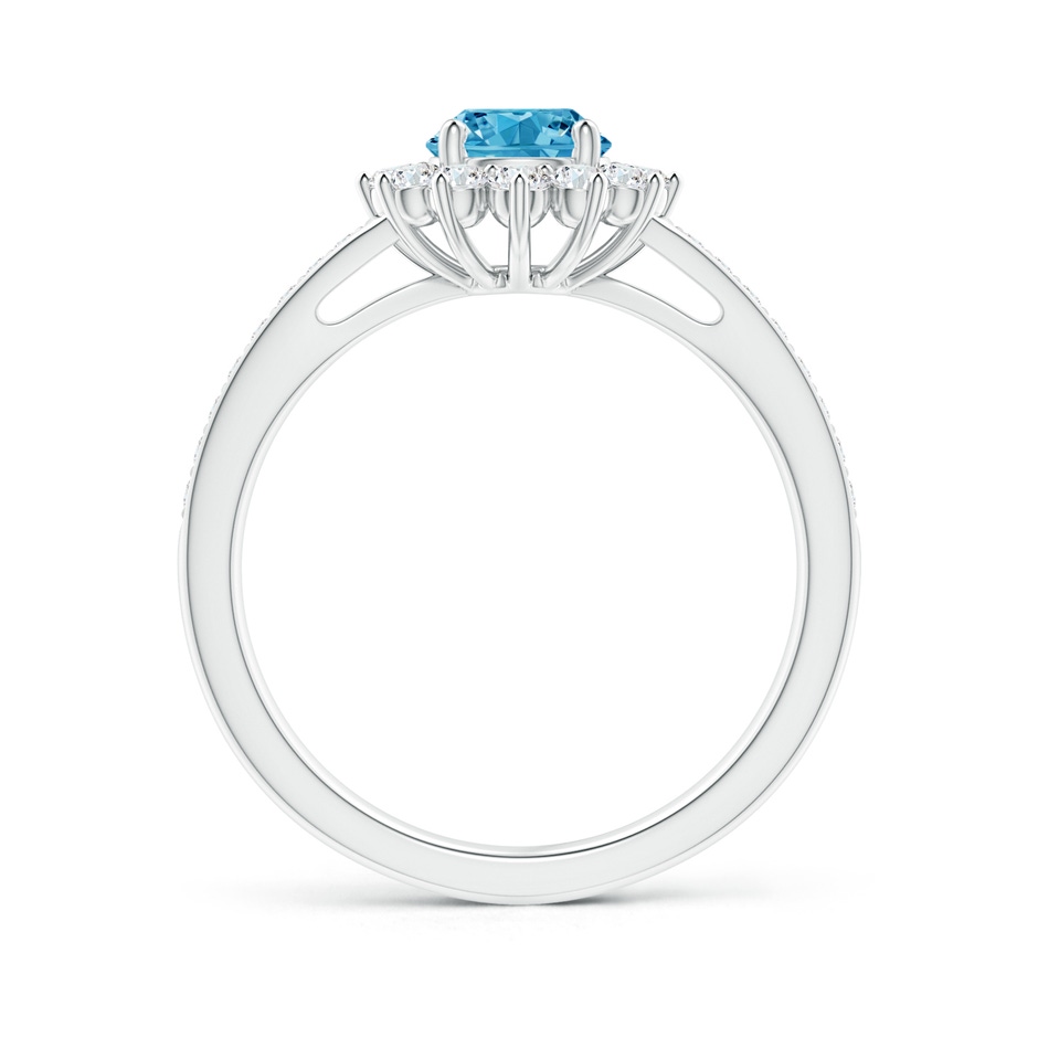 5.4mm AAAA Classic Floral Halo Round Fancy Intense Blue Diamond Ring with Accents in P950 Platinum side 199