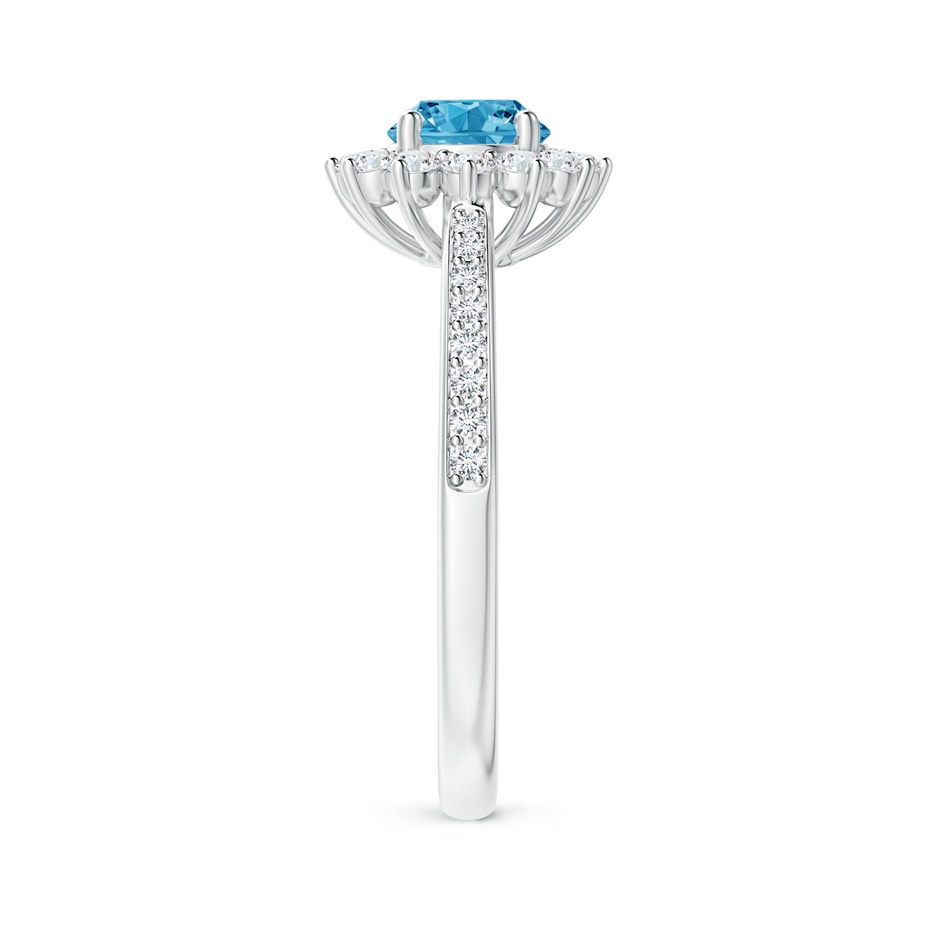 5.4mm AAAA Classic Floral Halo Round Fancy Intense Blue Diamond Ring with Accents in P950 Platinum side 299