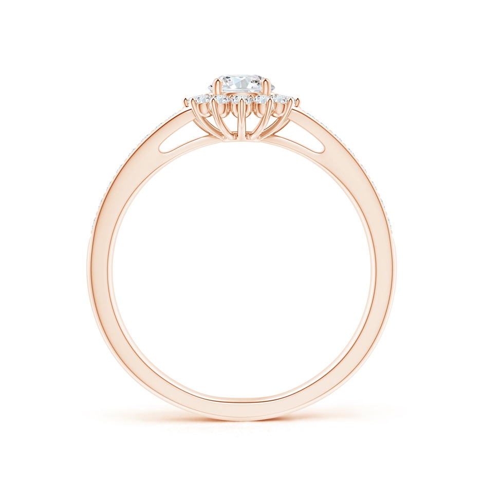 4.2mm GVS2 Classic Floral Halo Round Diamond Ring with Accents in Rose Gold side-1