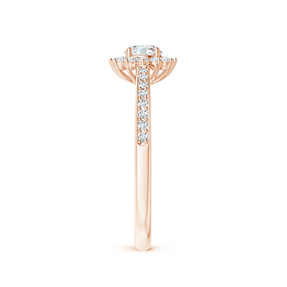 4.2mm GVS2 Classic Floral Halo Round Diamond Ring with Accents in Rose Gold side-2