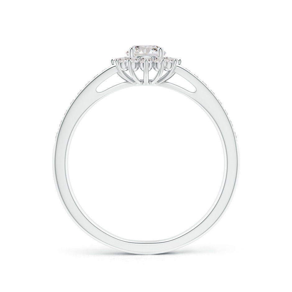 4.2mm IJI1I2 Classic Floral Halo Round Diamond Ring with Accents in White Gold side-1