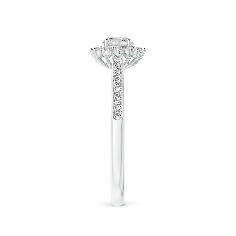 4.2mm IJI1I2 Classic Floral Halo Round Diamond Ring with Accents in White Gold side-2