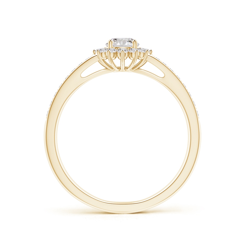 4.2mm IJI1I2 Classic Floral Halo Round Diamond Ring with Accents in Yellow Gold side-1