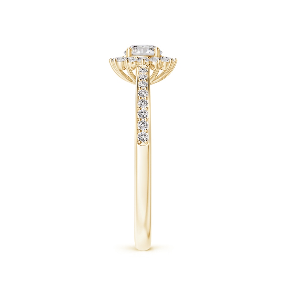 4.2mm IJI1I2 Classic Floral Halo Round Diamond Ring with Accents in Yellow Gold side-2