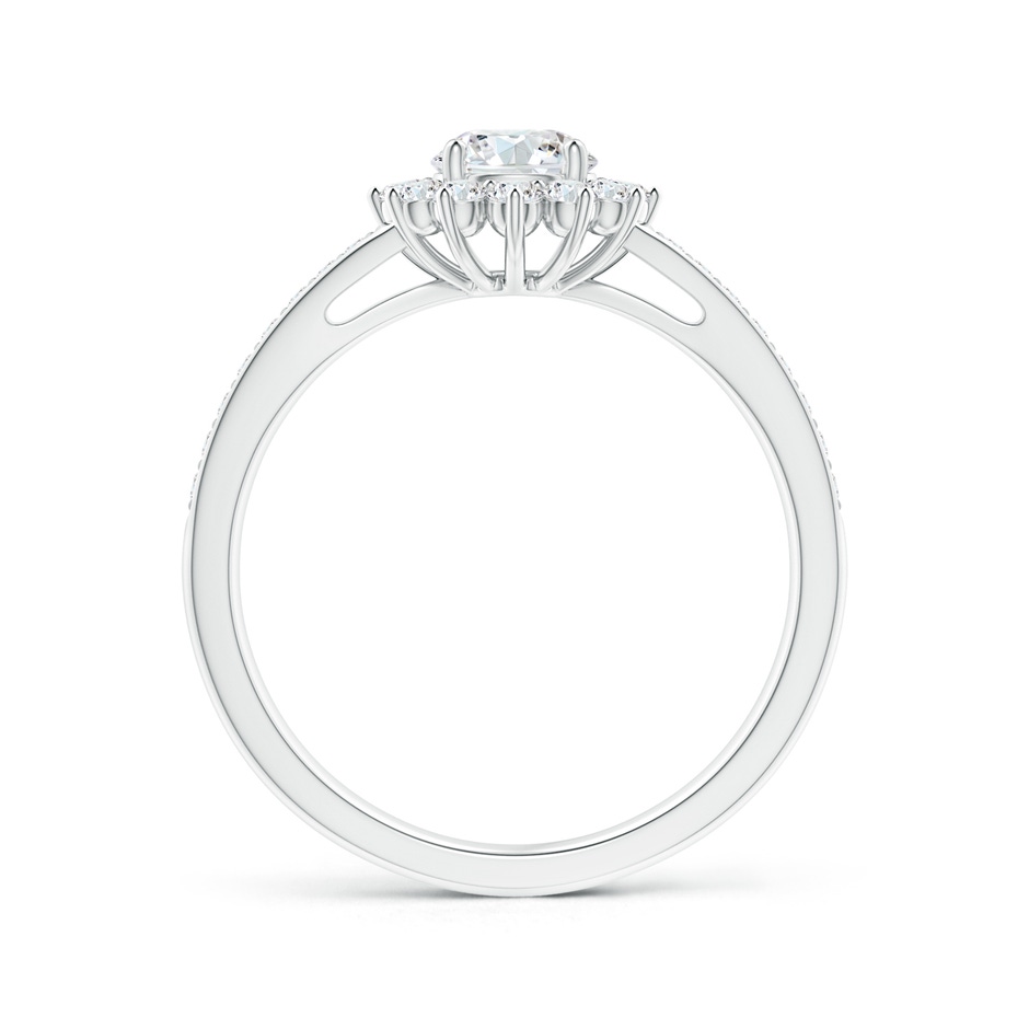 4.9mm GVS2 Classic Floral Halo Round Diamond Ring with Accents in White Gold side-1