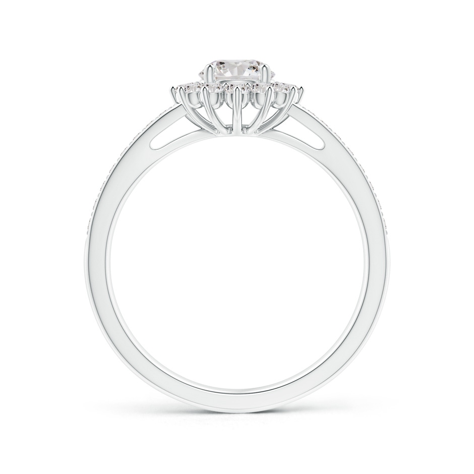 4.9mm IJI1I2 Classic Floral Halo Round Diamond Ring with Accents in White Gold side-1