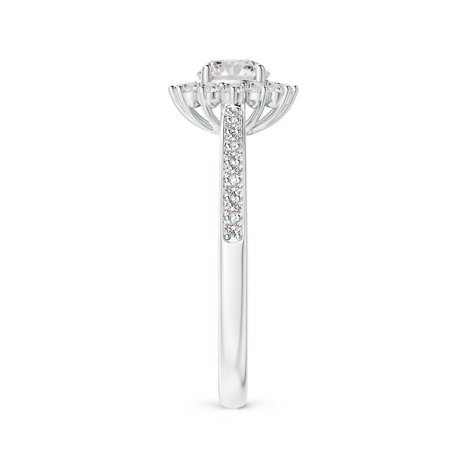 4.9mm IJI1I2 Classic Floral Halo Round Diamond Ring with Accents in White Gold side-2