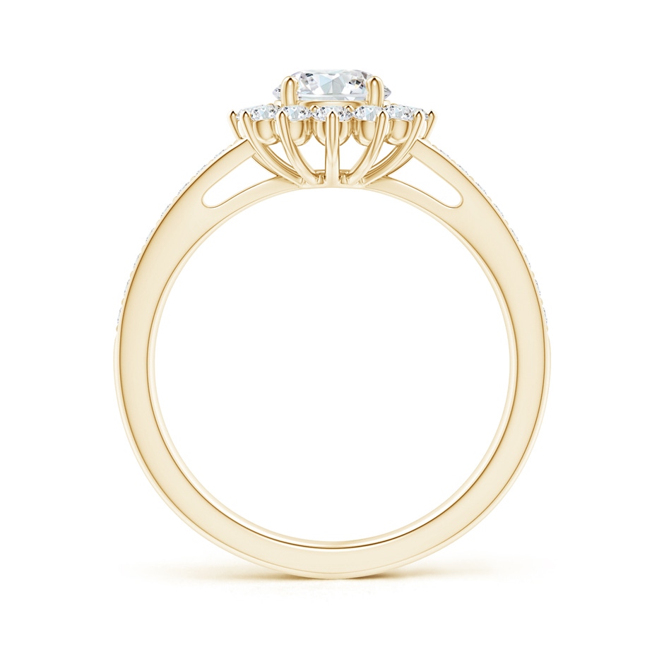5.4mm GVS2 Classic Floral Halo Round Diamond Ring with Accents in Yellow Gold side-1
